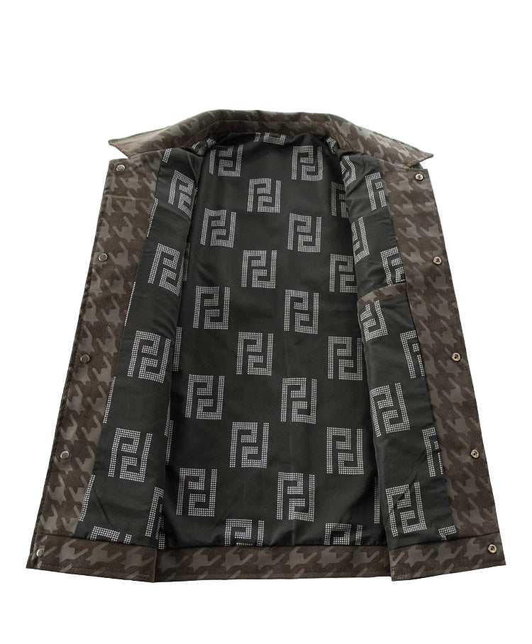 Men’s Houndstooth Shadow Jacket – Button-Up Streetwear Luxury Jacket, Casual Lapel Fit, Luxe Street Outerwear