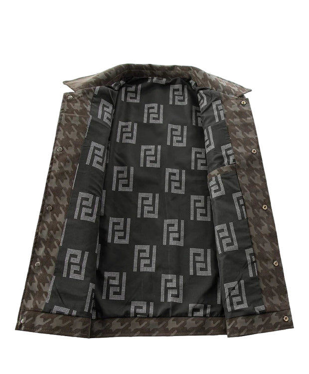 Men’s Houndstooth Shadow Jacket – Button-Up Streetwear Luxury Jacket, Casual Lapel Fit, Luxe Street Outerwear