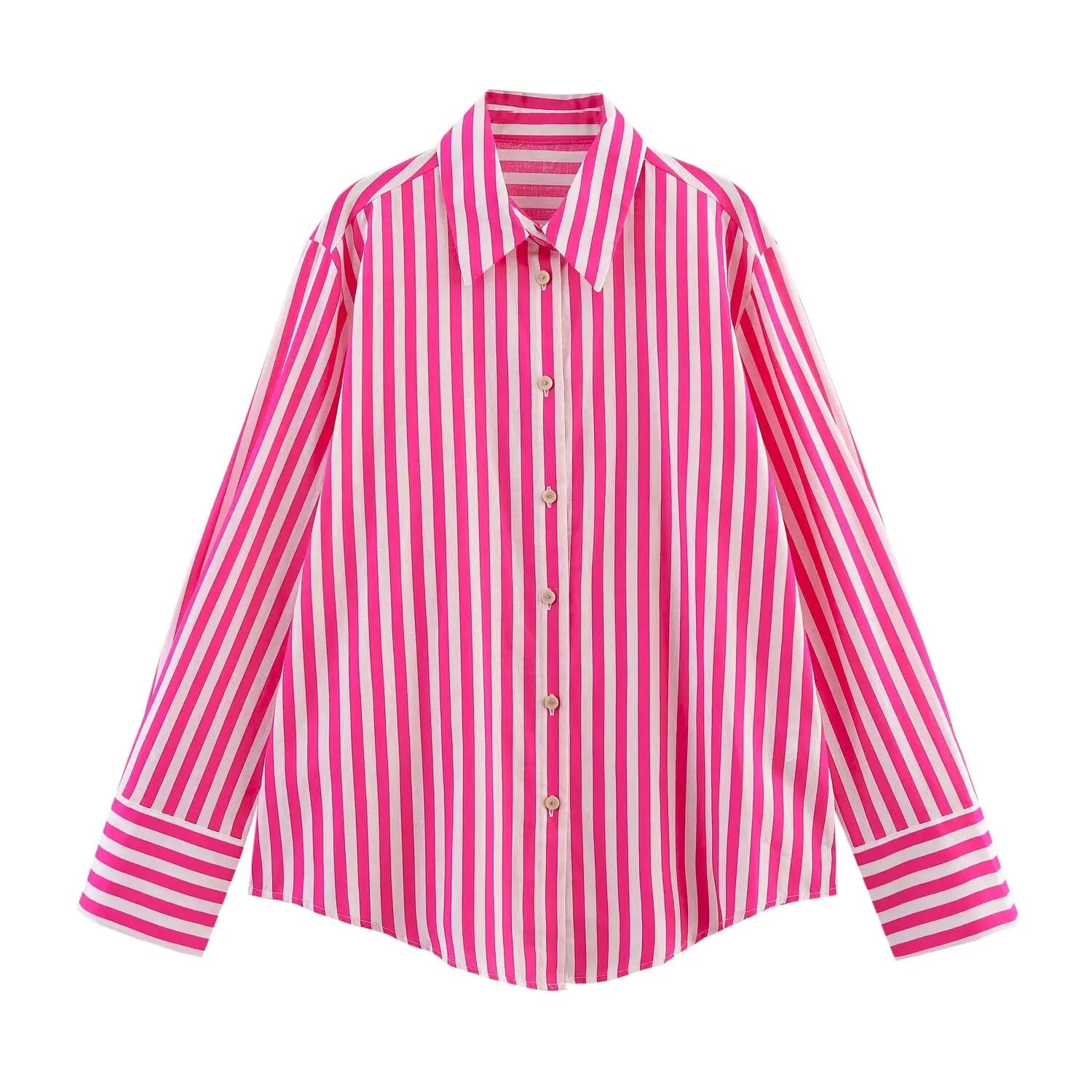 Women's Striped Lapel Shirt - Casual Long Sleeve Button-Up | Summer Spring Lightweight Blouse | Elegant Business & Leisure Top