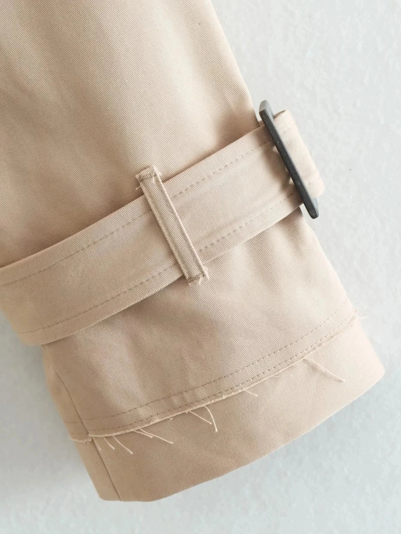 Belted Cropped Trench Jacket - Women’s Vintage Double Breasted Streetwear Coat, Spring Casual Outwear
