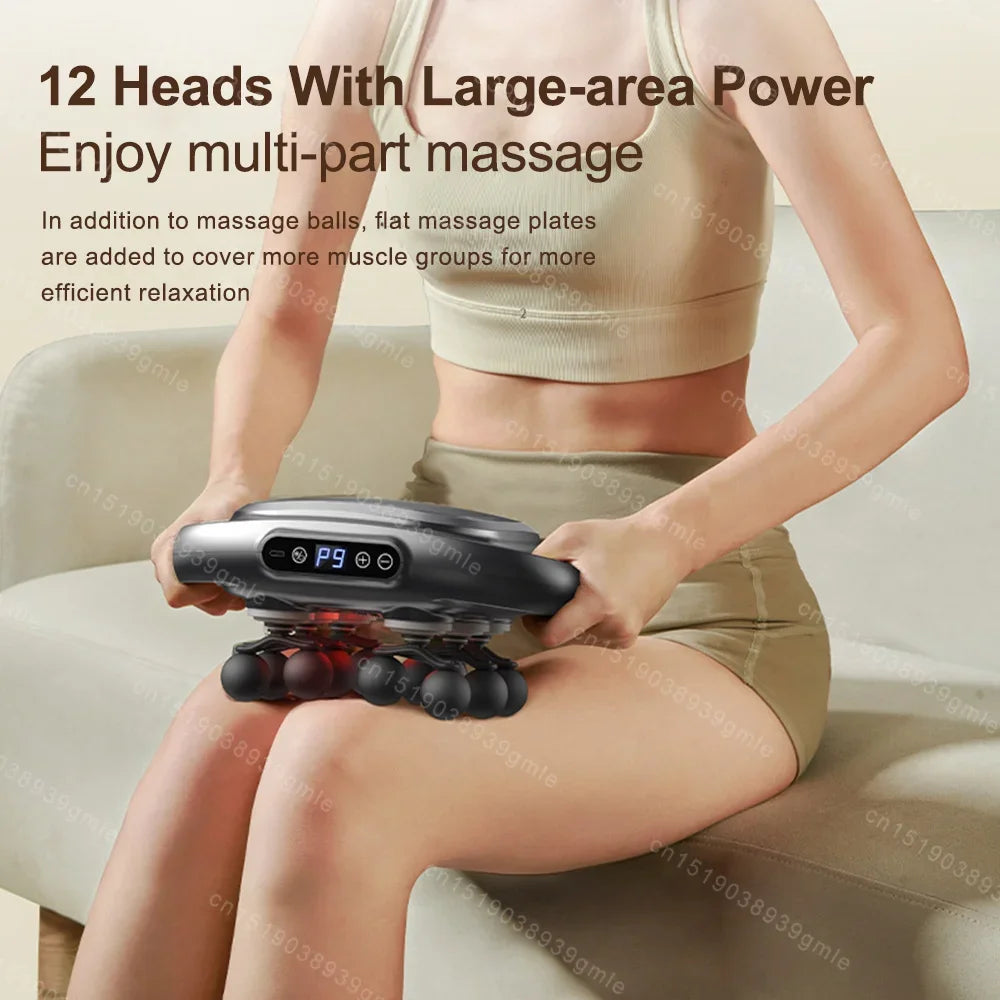 Fascia Gun Deep Tissue Massage Gun – 12/8 Heads, High-Frequency Electric Muscle Massager for Neck, Back & Legs