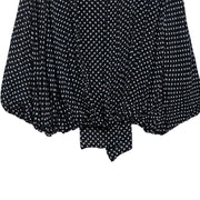 Bow Embellished Polka Dot Cape-Style Loose Shirt - Women’s Fashion Top with Ribbon Collar & Long Sleeves