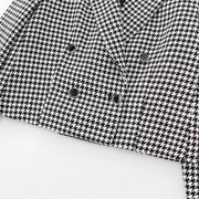 Autumn Thousand Grid Blazer - Women's Long Sleeve Double Breasted Jacket | European Style Casual Suit Coat