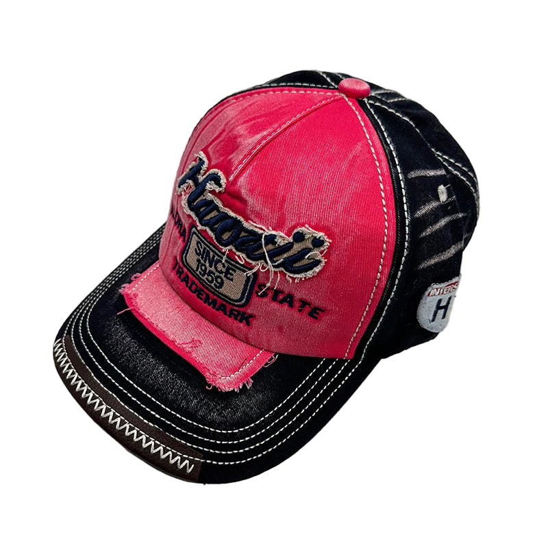 Vintage Washed Embroidered Baseball Cap - Cotton Snapback for Men & Women | Adjustable Distressed Hat