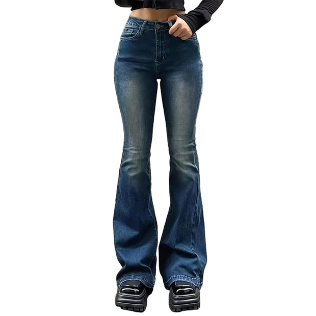 RetroBell™ Bootcut Jeans – Women’s Slim Fit Flare Denim with Vintage Wash | High Waist Bell Bottom Trousers
