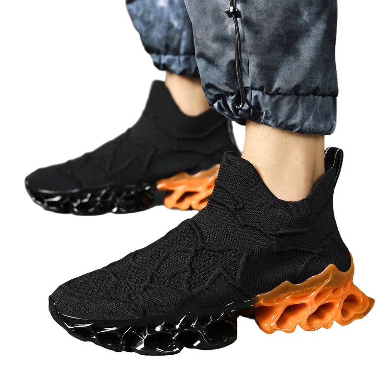 Men’s Flyknit Sneakers - Flame Sole Luxury Trainers, Breathable Running Shoes, Streetwear Fashion Sneakers