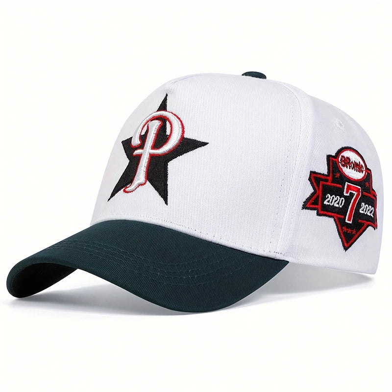Five-Pointed Star P Letter Embroidery Baseball Cap - Adjustable Streetwear Baseball Hat