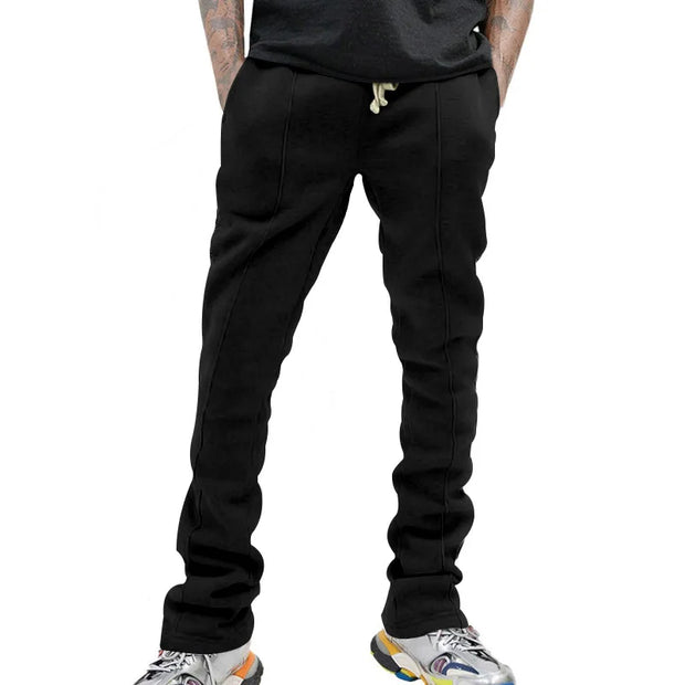 Urban Flare Joggers - Slim-Fit Stacked Pants, Y2K Streetwear Sweatpants with Striped Legs