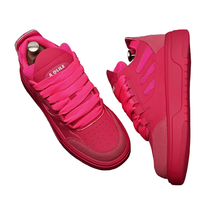 "A Olile" Luxury Designer Sneakers – Men’s Chunky Sole Shoes, Split Leather Hip-Hop Casual Fashion Sneakers