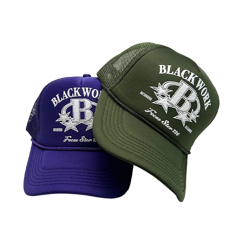 "Blackwork" 3D Letter Trucker Hat - Mesh Baseball Cap, Adjustable Summer trucker Hat
