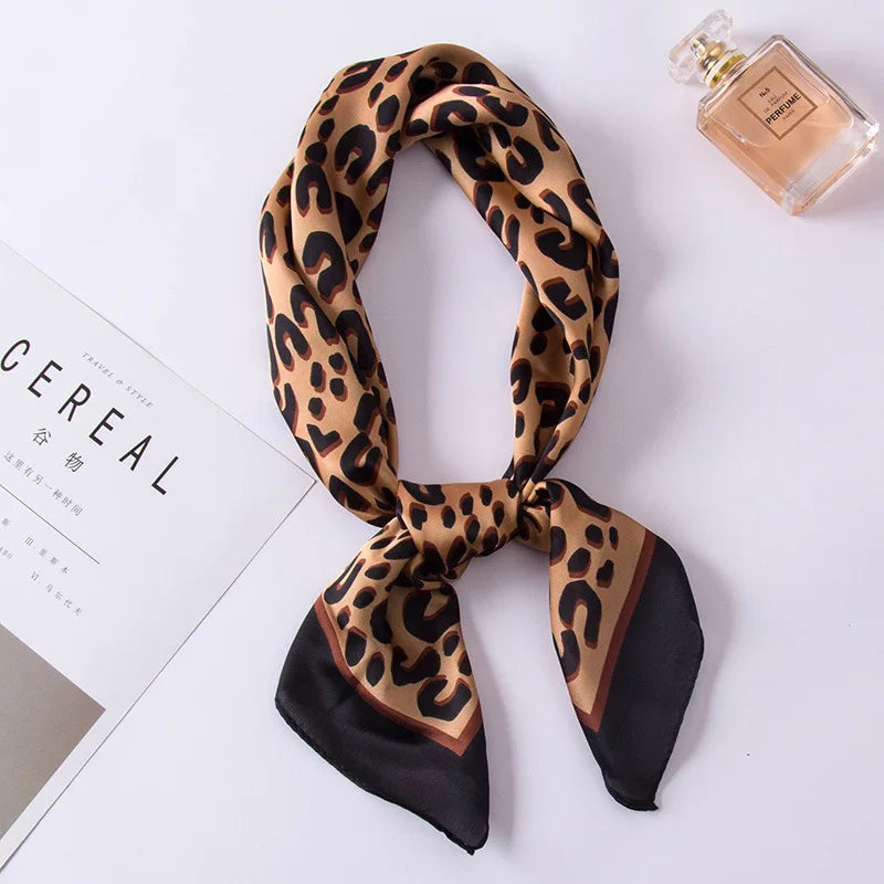 Luxury Fashion Print Silk Square Scarf - 70×70cm Soft Satin Neckerchief Hairband & Bag Accessory for Women