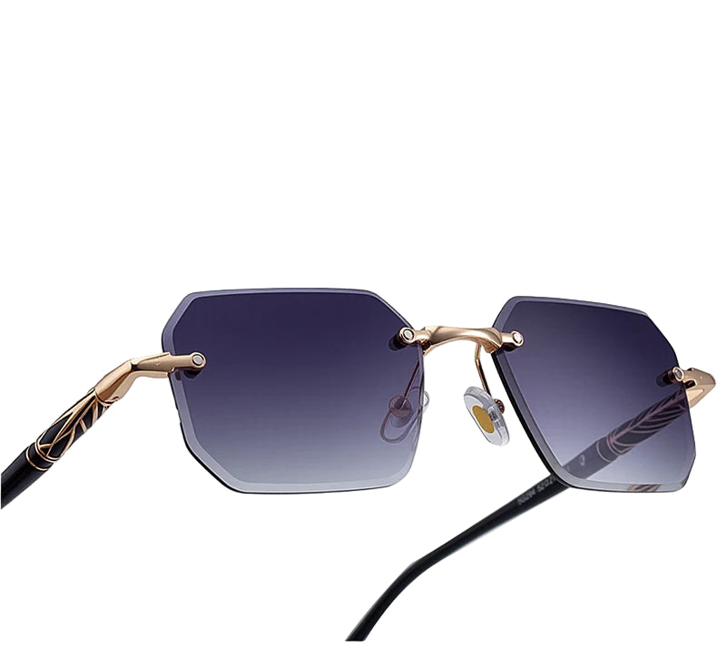 Square Rimless Sunglasses for Men – 2025 Luxury Steampunk Polygon Gradient UV400 Shades by KIM7KIM | Trendy Frameless Eyewear