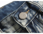 Men’s Bootcut Patchwork Jeans - Vintage Stacked Denim Jeans | Streetwear Embroidery Patched Released Hem Stacked Jeans