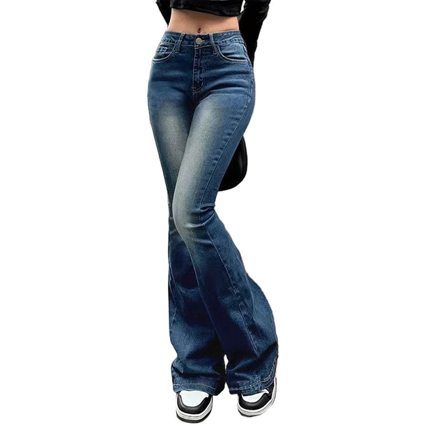RetroBell™ Bootcut Jeans – Women’s Slim Fit Flare Denim with Vintage Wash | High Waist Bell Bottom Trousers
