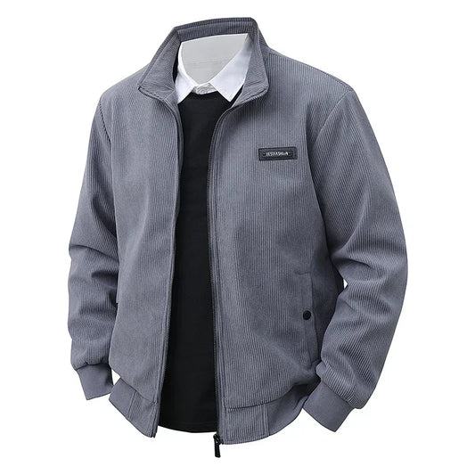 Men’s Appliqué "BestFashion" Zip Jacket – Fitted Lightweight Spring Fall Streetwear | Turn-Down Collar Outerwear