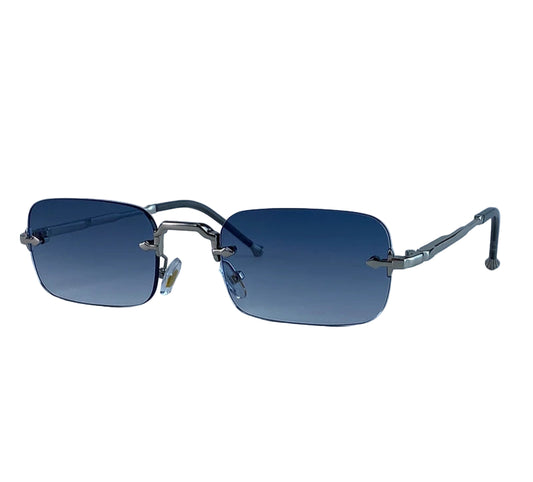 Small Frame Rimless Rectangle Sunglasses – 2025 Vintage Punk UV400 Shades for Men | Luxury Alloy Frame Gradient Eyewear