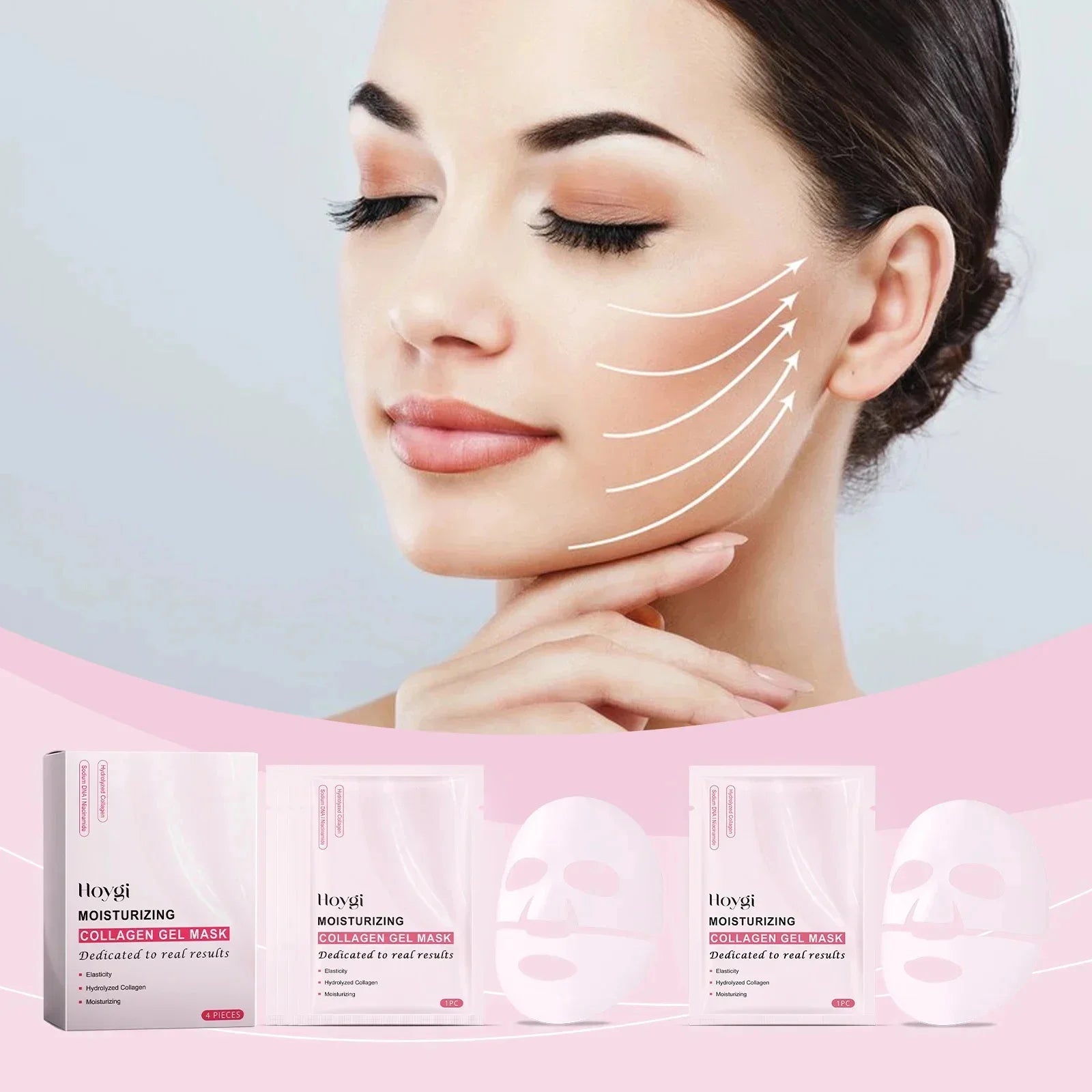 Pink Collagen Gel Face Mask – Salmon PDRN Hydrogel Jelly Sheet, Deep Hydration, Anti-Aging & Skin Tone Balance