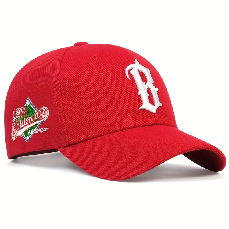 B Letter Embroidered Baseball Cap - Adjustable Hip Hop 1988 Hat | Unisex Sun Protection Snapback