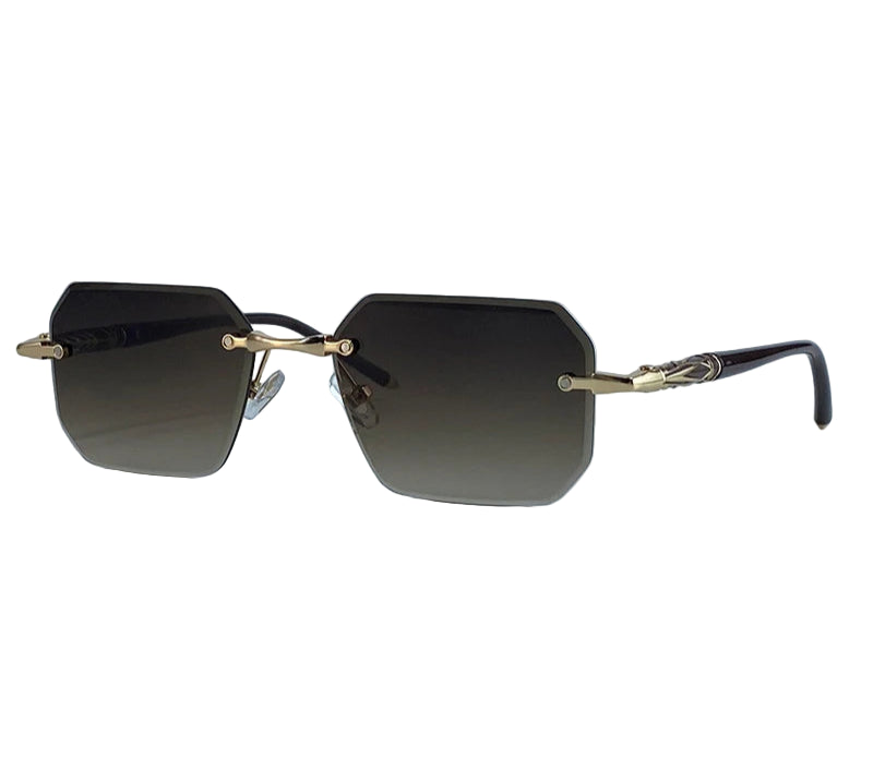 Square Rimless Sunglasses for Men – 2025 Luxury Steampunk Polygon Gradient UV400 Shades by KIM7KIM | Trendy Frameless Eyewear