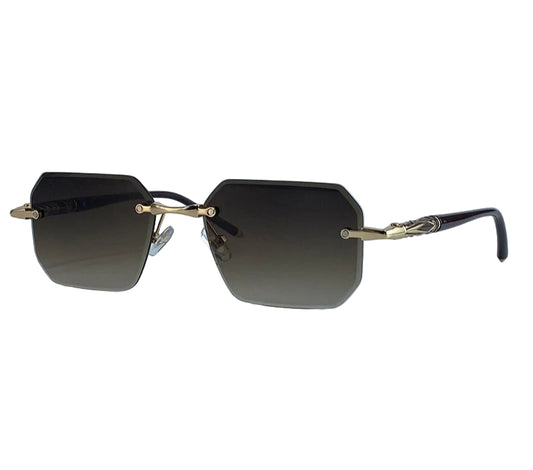 Square Rimless Sunglasses for Men – 2025 Luxury Steampunk Polygon Gradient UV400 Shades by KIM7KIM | Trendy Frameless Eyewear