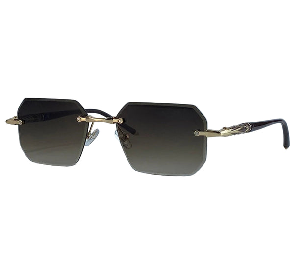 Square Rimless Sunglasses for Men – 2025 Luxury Steampunk Polygon Gradient UV400 Shades by KIM7KIM | Trendy Frameless Eyewear