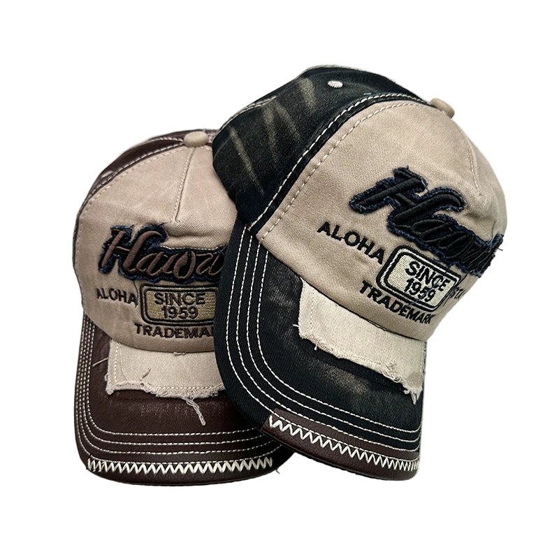 Vintage Washed Embroidered Baseball Cap - Cotton Snapback for Men & Women | Adjustable Distressed Hat