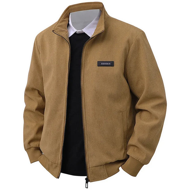Men’s Appliqué "BestFashion" Zip Jacket – Fitted Lightweight Spring Fall Streetwear | Turn-Down Collar Outerwear