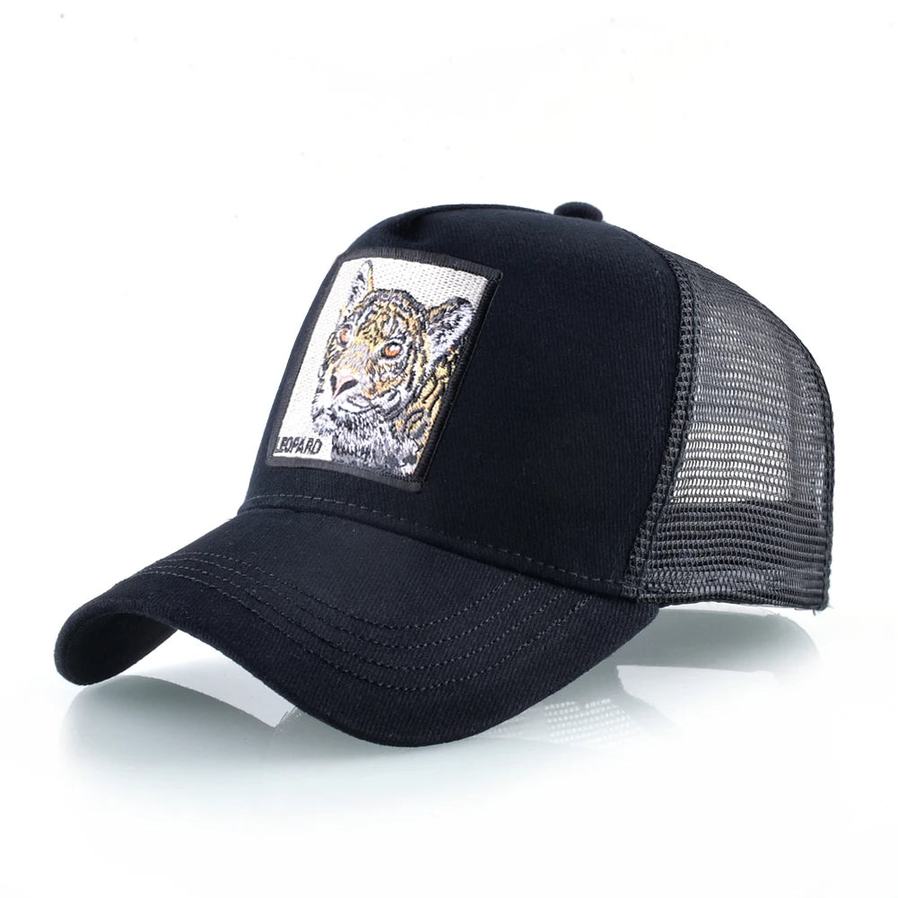 Animal Patch Trucker Hat – Embroidered Animal Baseball Cap, Adjustable Snapback for Men & Women, Cotton Streetwear Visor Hat
