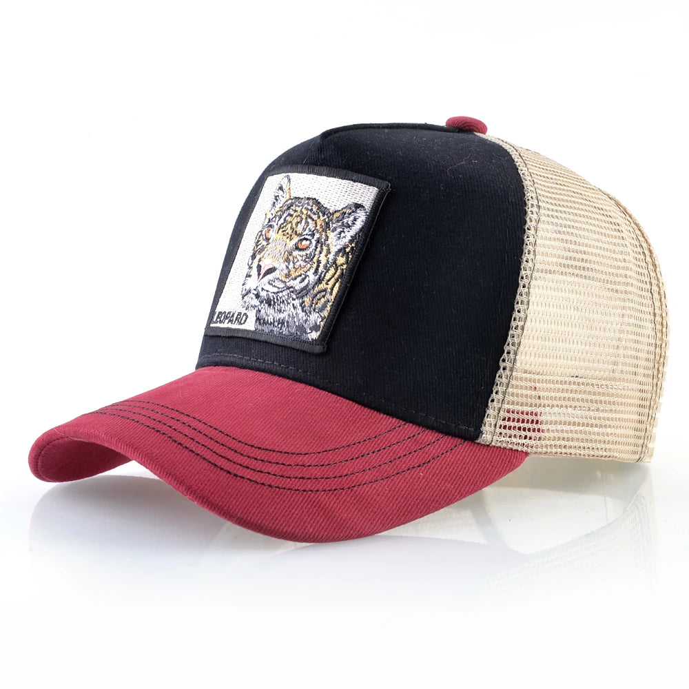 Animal Patch Trucker Hat – Embroidered Animal Baseball Cap, Adjustable Snapback for Men & Women, Cotton Streetwear Visor Hat