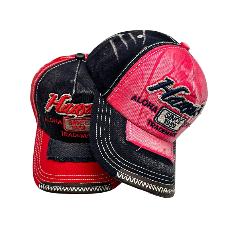 Vintage Washed Embroidered Baseball Cap - Cotton Snapback for Men & Women | Adjustable Distressed Hat