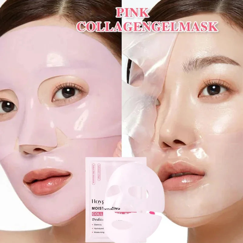Pink Collagen Gel Face Mask – Salmon PDRN Hydrogel Jelly Sheet, Deep Hydration, Anti-Aging & Skin Tone Balance