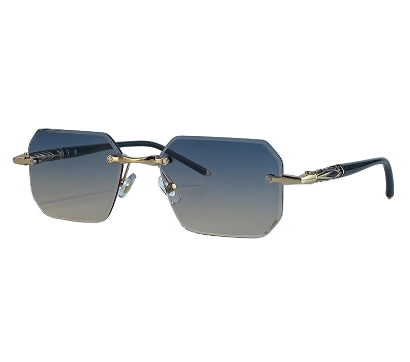 Square Rimless Sunglasses for Men – 2025 Luxury Steampunk Polygon Gradient UV400 Shades by KIM7KIM | Trendy Frameless Eyewear