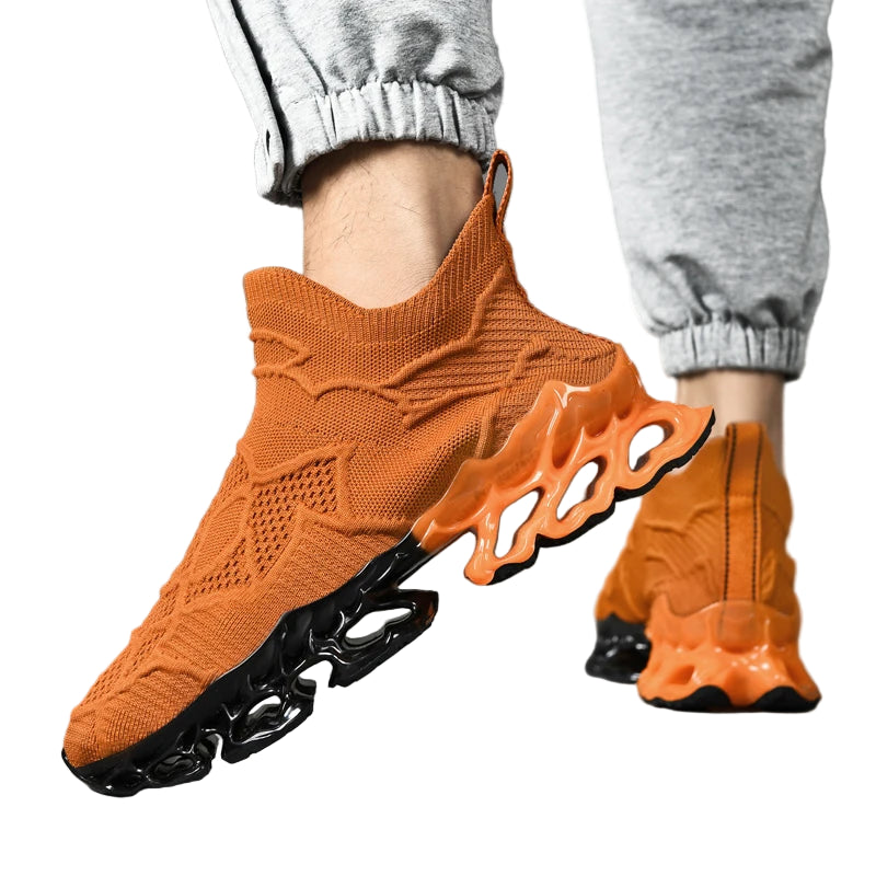 Men’s Flyknit Sneakers - Flame Sole Luxury Trainers, Breathable Running Shoes, Streetwear Fashion Sneakers