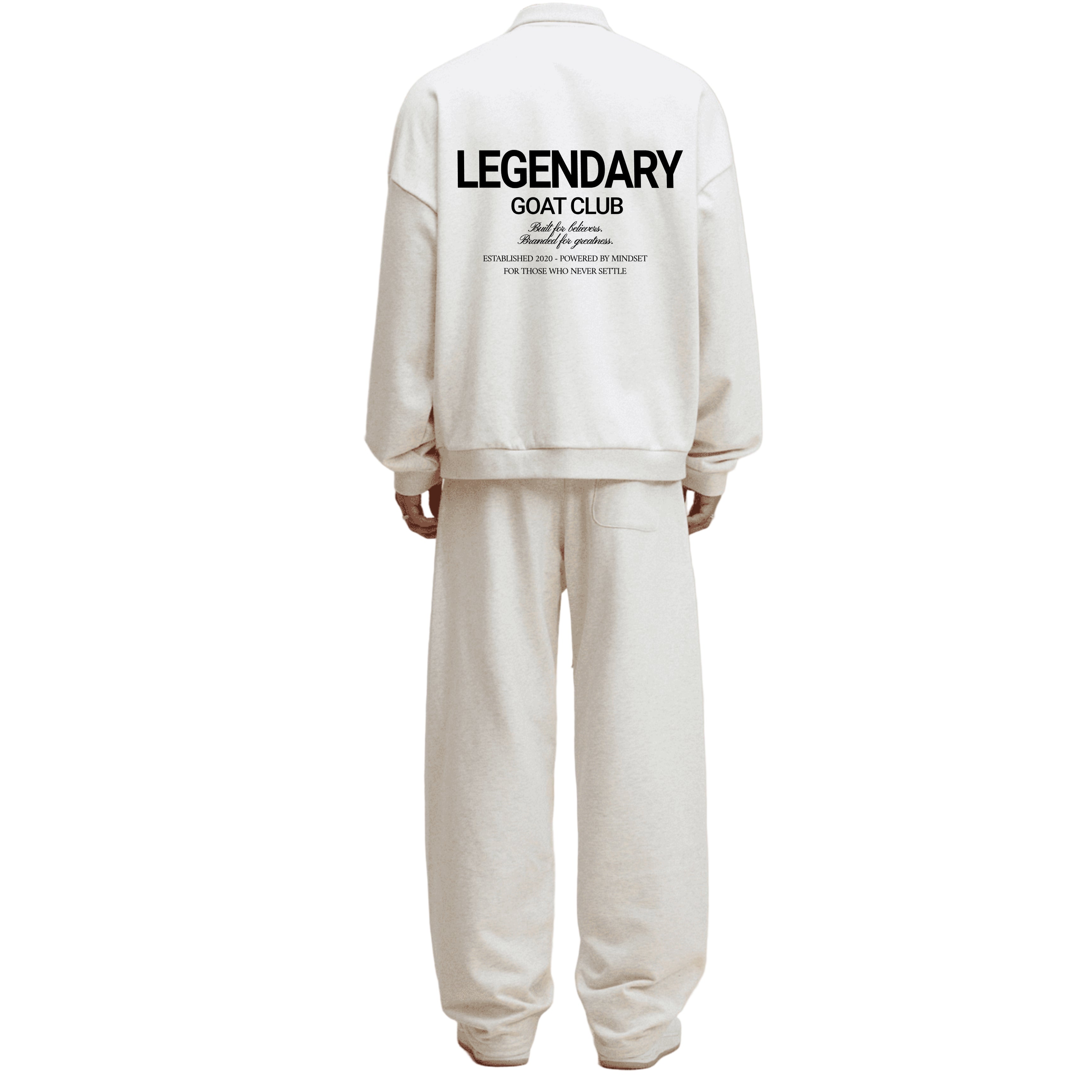 Legendary GC Button Polo Collar Sweatshirt – Oversized Streetwear Quarter Button Crewneck