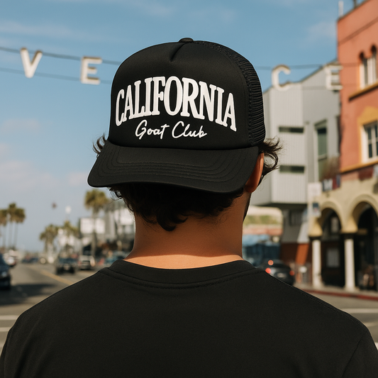 GOAT Club California Trucker Hat, GOAT Club Hat, Cali Mesh Snapback Cap, West Coast Streetwear Hat
