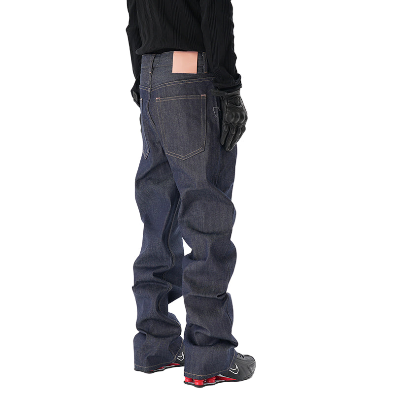 Max Stax Baggy-Fit Jeans, Wide Leg Streetwear Denim, Dark Blue Oversized Jeans, Vintage 90s Grunge Pants, Men's Loose Fit Denim