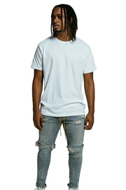 Mens Destroyed Skinny Jeans - Frayed Knee Denim with Zipper Ankles, Paint FX, Streetwear Skinny Streetwear Jeans
