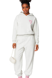 Women’s 2-Piece Bow Embroidered Cotton Hoodie & Jogger Set - Soft Velour Feel Tracksuit | Casual High-Waist Pants