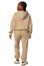 Women’s 2-Piece Bow Embroidered Cotton Hoodie & Jogger Set - Soft Velour Feel Tracksuit | Casual High-Waist Pants