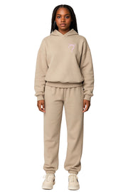 Women’s 2-Piece Bow Embroidered Cotton Hoodie & Jogger Set - Soft Velour Feel Tracksuit | Casual High-Waist Pants