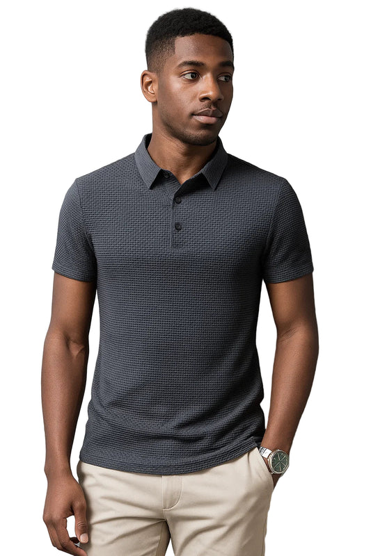 Men’s Business Casual Short Sleeve Polo Shirt – Solid Color, Breathable & Comfortable Summer Top