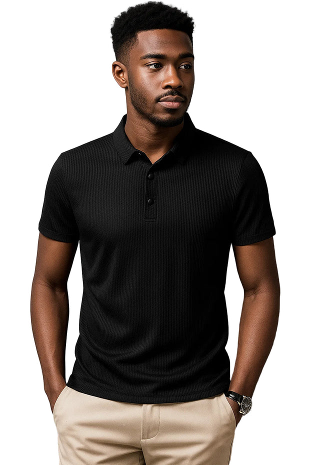 Men’s Business Casual Short Sleeve Polo Shirt – Solid Color, Breathable & Comfortable Summer Top