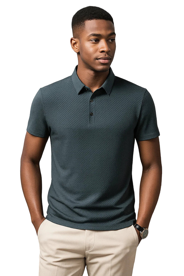 Men’s Business Casual Short Sleeve Polo Shirt – Solid Color, Breathable & Comfortable Summer Top