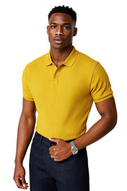 Vertical Stripe Knit Polo Men’s Shirt - Slim Fit Solid Color Breathable Short Sleeve Summer Top