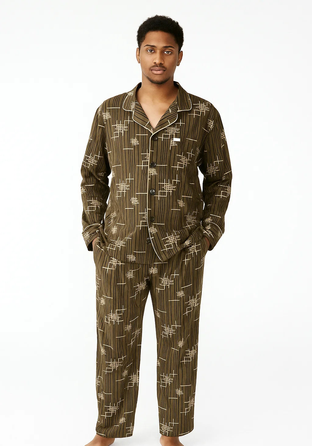 Men’s Premium Cotton Lounge/Pajama Set – Minimalist Long Sleeve Pajama Set for Spring/Fall | Breathable, Soft, Stylish Loungewear for Home or Outdoors