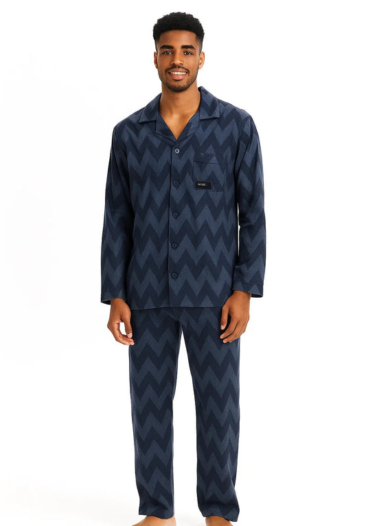 Men’s Premium Cotton Lounge/Pajama Set – Minimalist Long Sleeve Pajama Set for Spring/Fall | Breathable, Soft, Stylish Loungewear for Home or Outdoors