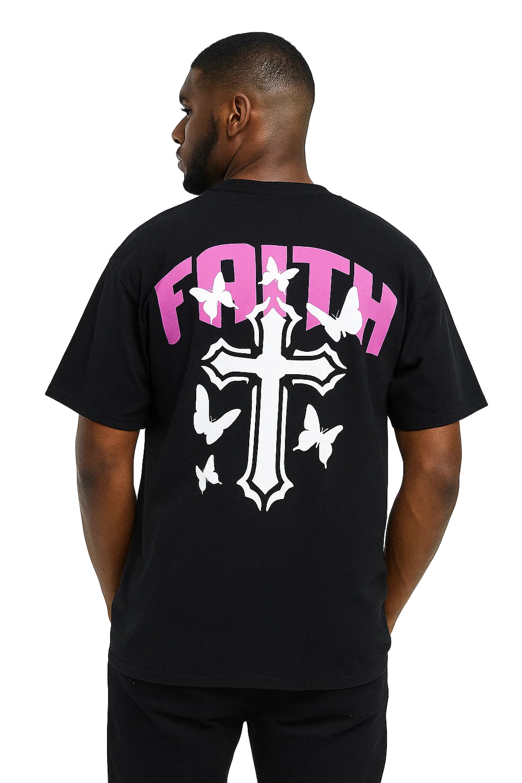 Faith Oversized Drop Shoulder T-Shirt, Premium Cotton Streetwear Tee, Unisex Retro Cross Graphic Top, Y2K Hip Hop Fashion Shirt