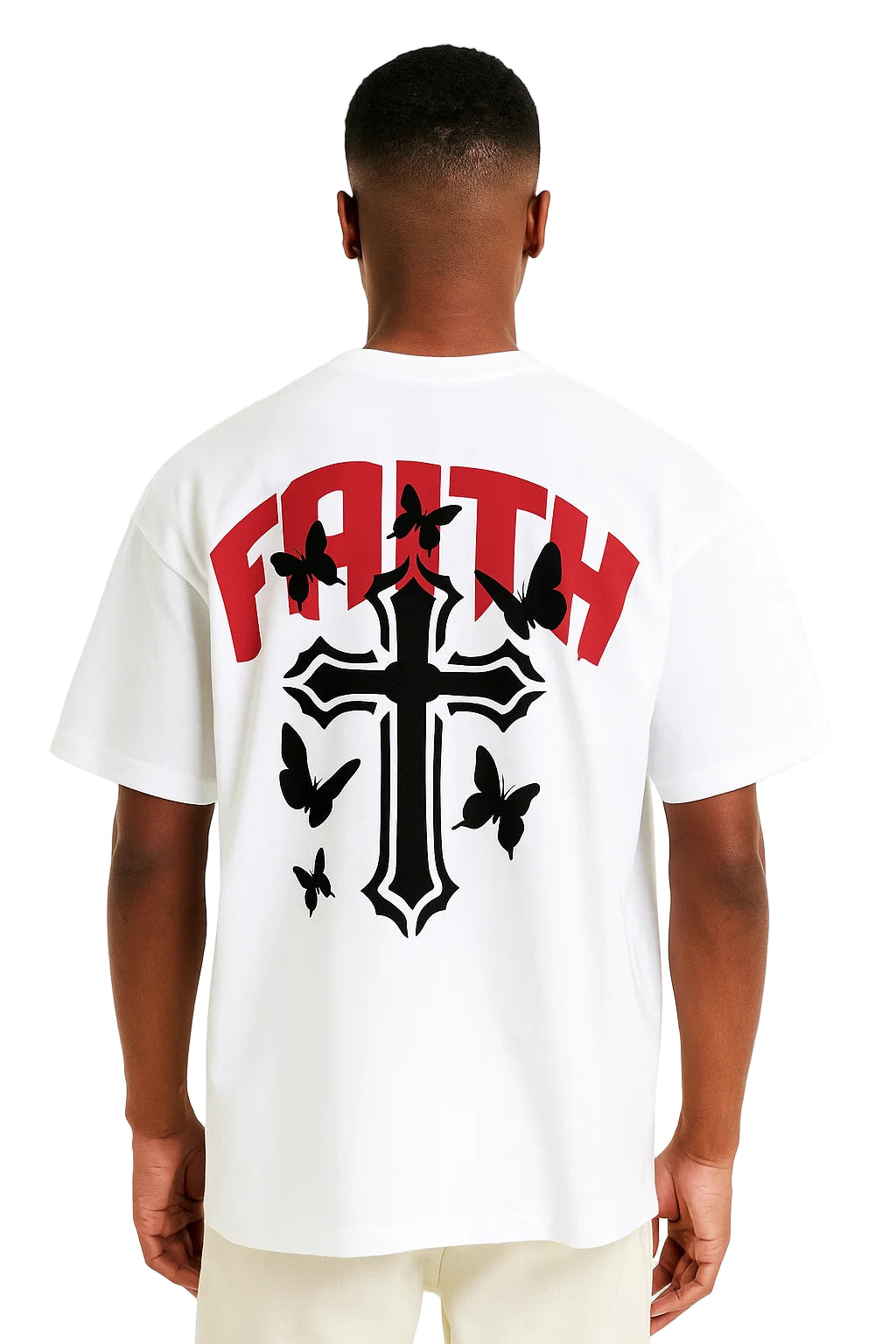 Faith Oversized Drop Shoulder T-Shirt, Premium Cotton Streetwear Tee, Unisex Retro Cross Graphic Top, Y2K Hip Hop Fashion Shirt