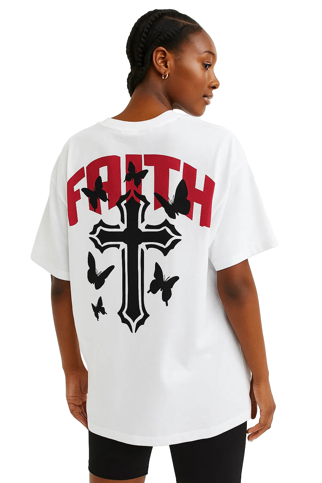 Faith Oversized Drop Shoulder T-Shirt, Premium Cotton Streetwear Tee, Unisex Retro Cross Graphic Top, Y2K Hip Hop Fashion Shirt