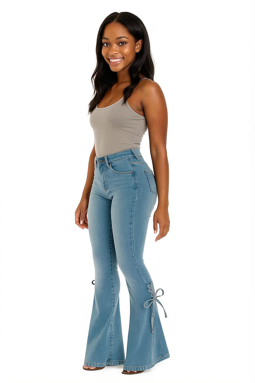 Lace-Up Flare Jeans - High Waist Slim Fit Denim Jeans | Women’s Casual Streetwear Jeans